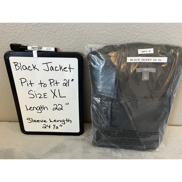 Apt 9 Imitation Womens Leather Jacket Size XL Black Front Open Zipper Pockets - Picture 15 of 15